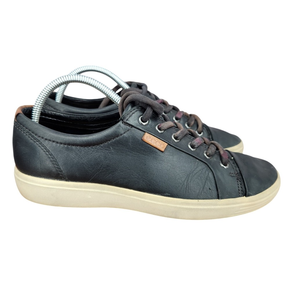Ecco Soft 7 Sneakers Mens 7 / 7.5 Eu 41 Black Leather‎ Low Top Comfort Shoes